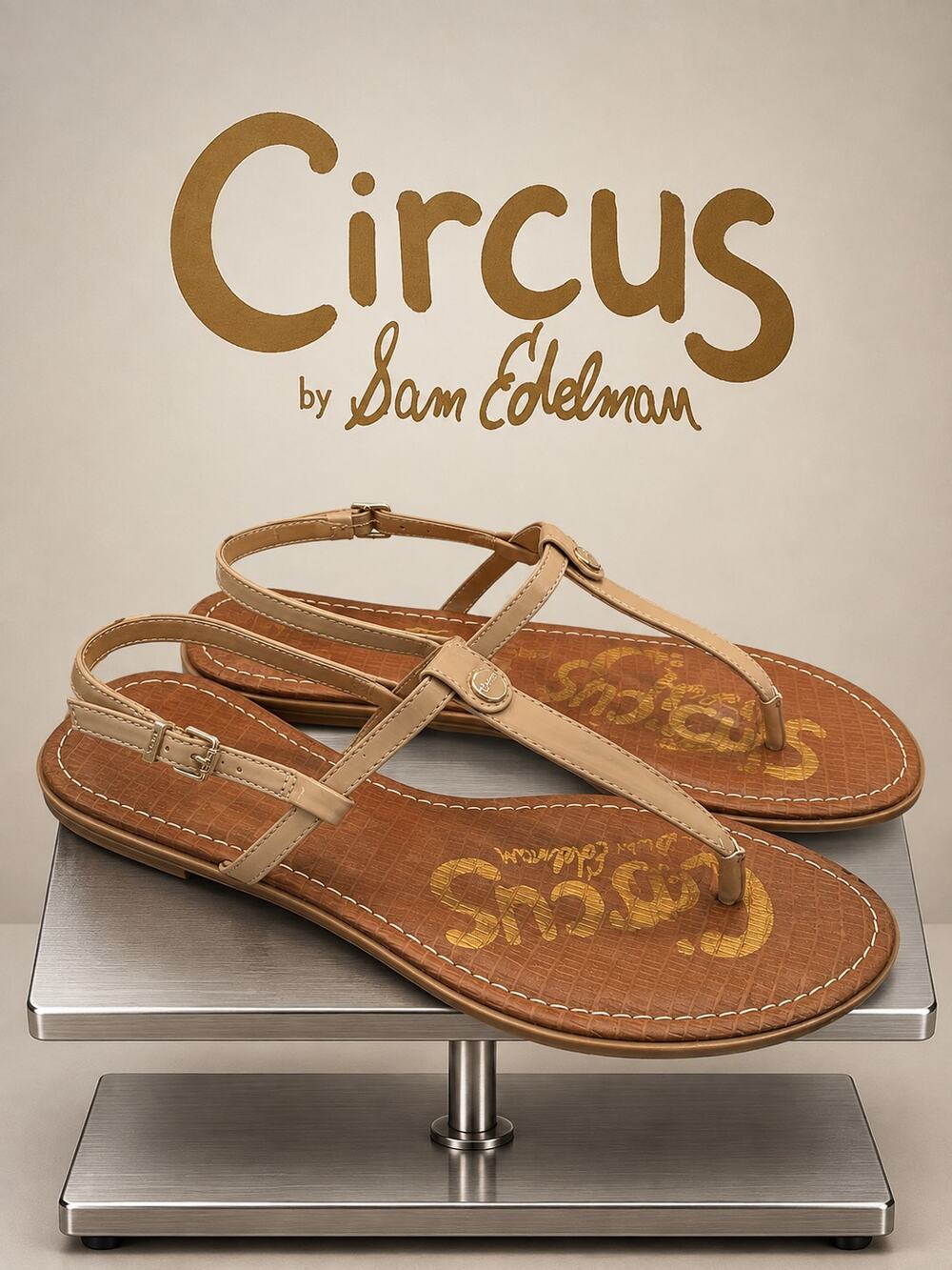 NWOT Circus by Sam Edelman Cayden Nude T-Strap Thong Sandals Size 10M